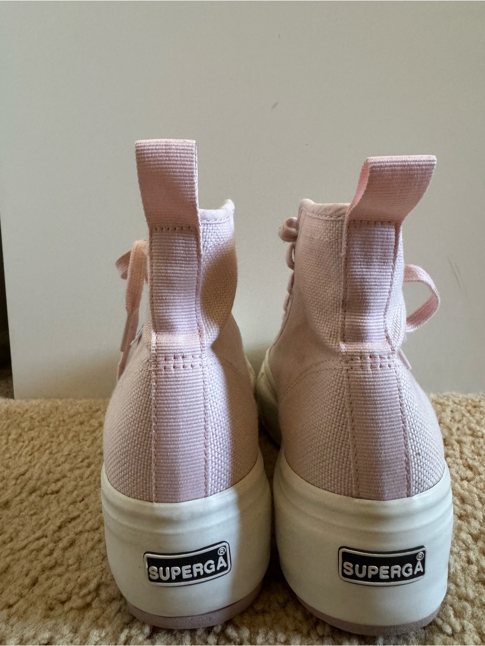 Superga Kids Pale Pink High-Top Canvas Sneakers